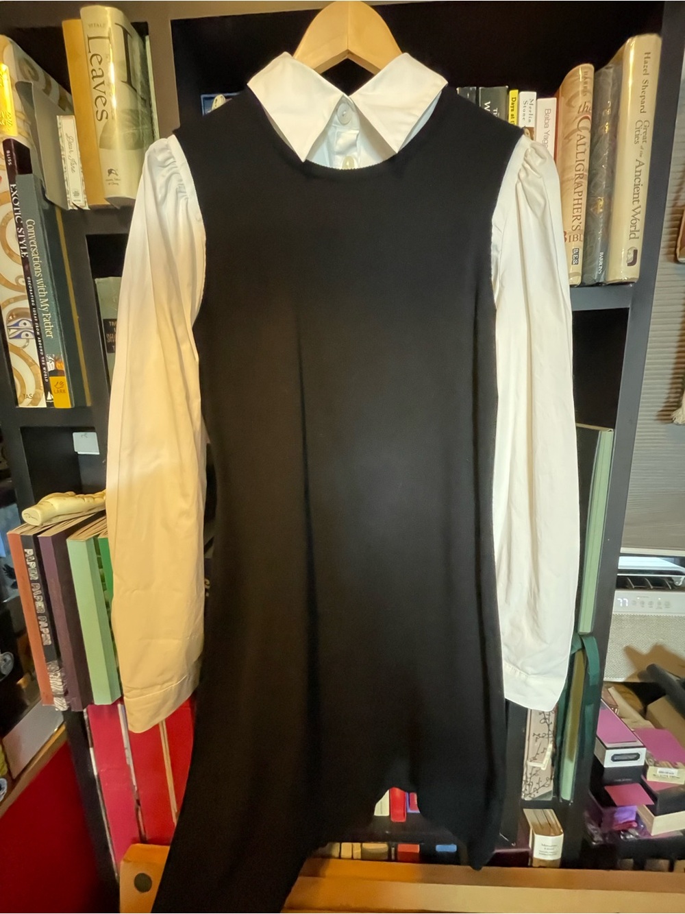 Anthropologie Eva Franco Black Dress with White Shirt-Style Sleeves - NWT - Picture 5 of 6